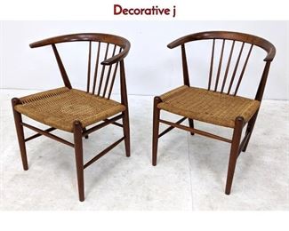 Lot 98 Pr Hans Wegner Style Wishbone Arm Chairs. Decorative j