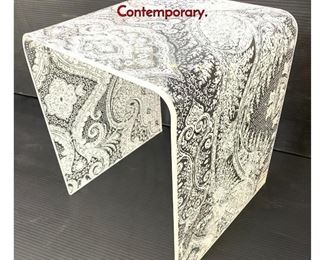 Lot 102 Small Printed Lucite Side Table. Contemporary.