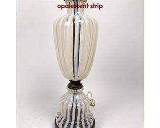 Lot 103 Opalescent Art Glass Table Lamp. White opalescent strip