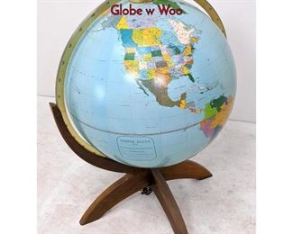 Lot 104 Oversized Jensen Illuminated Standing Floor Globe w Woo