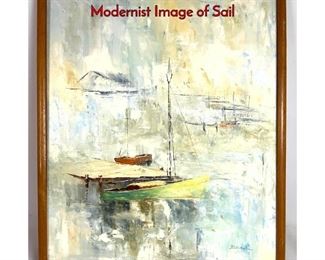 Lot 107 BIEMANN Oil Painting on Canvas. Modernist Image of Sail