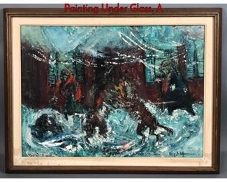 Lot 108 HARRY ZEE HOFFMANN Abstract Oil Painting Under Glass. A