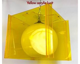 Lot 109 70s Modern Hanging Pendant Lamp. Yellow acrylic lucit
