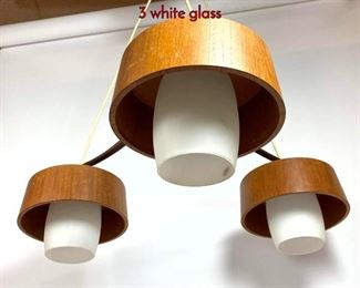 Lot 112 Swedish Modern Chandelier Pendant Lamp. 3 white glass