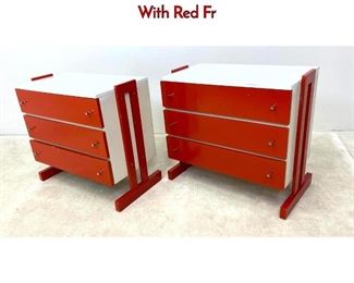 Lot 113 Pair Op Art Bachelor Chest Dressers. White With Red Fr