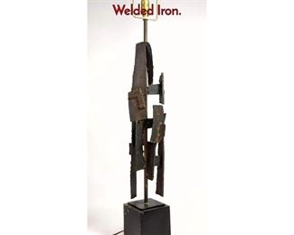 Lot 119 HARRY BALMER Brutalist Laurel Lamp. Welded Iron.