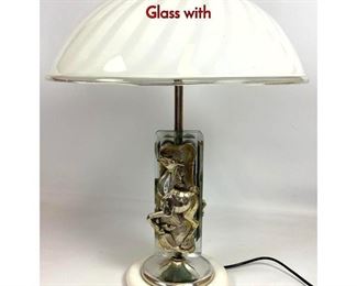 Lot 123 OTTAVIANI. Figural Table Lamp. Silver and Glass with