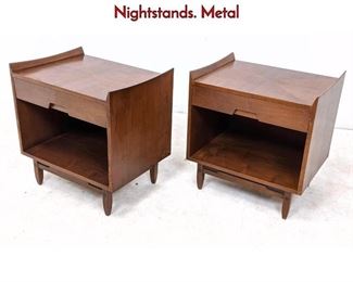 Lot 131 Pr Bethlehem American Modern Walnut Nightstands. Metal