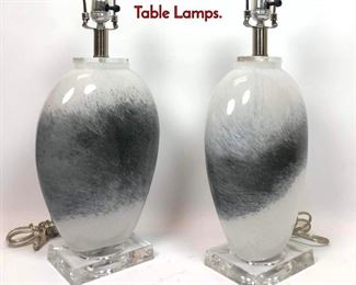 Lot 136 Pr Contemporary Glass Lucite Base Table Lamps.