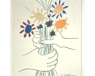 Lot 140 Picasso Flower Print Under Glass.