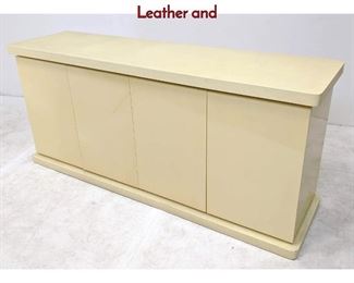 Lot 144 Karl Springer Attributed Sideboard. Tooled Leather and