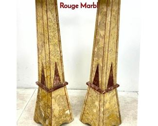 Lot 146 Pair Vintage Art Deco Pedestals with Inlaid Rouge Marbl