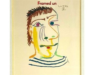 Lot 148 Pablo Picasso Print under Glass. Male Bust. Framed un