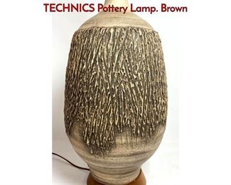 Lot 150 Large LEE ROSEN for DESIGN TECHNICS Pottery Lamp. Brown