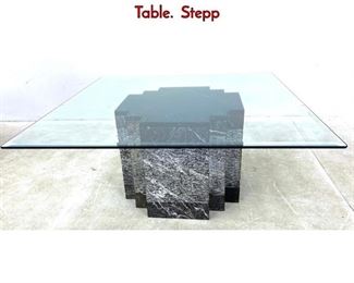Lot 164 Decorator Stone and Glass Coffee Cocktail Table. Stepp