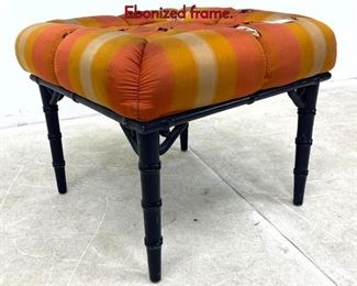 Lot 181 Decorator Faux Bamboo Stool Ottoman Ebonized frame.