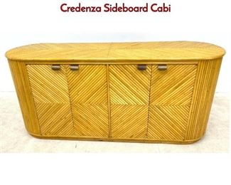 Lot 188 Miami Modern. Rattan and Bamboo Credenza Sideboard Cabi