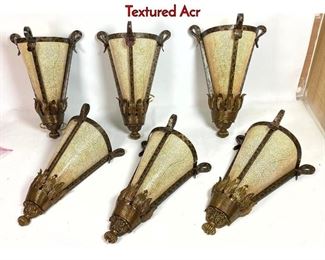Lot 201 Set 6 Contemporary Wall Sconces. Iron and Textured Acr