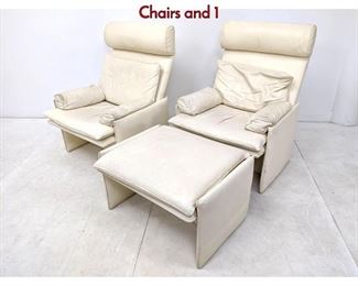 Lot 207 Two 80 s Modern Tall White Leather Lounge Chairs and 1