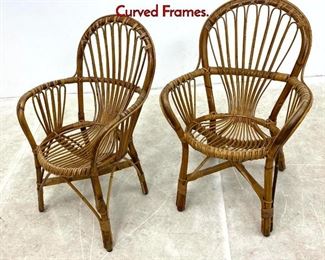 Lot 218 Pair FRANCO ALBINI Style Arm Chairs. Curved Frames.