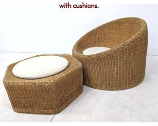 Lot 220 Eero Aarnio Lounge Chair and Ottoman with cushions.