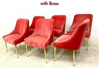 Lot 229 Set 6 Rose Pink Anthropologie Dining Chairs with Brass
