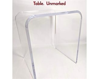 Lot 230 Contemporary Lucite Acrylic Cured Side Table. Unmarked