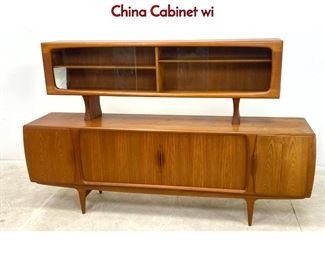 Lot 244 Long FALSTER Danish Modern Teak 2 Part China Cabinet wi