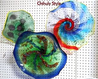Lot 263 3pc Blown Art Glass Wall Sculpture. Dale Chihuly Style