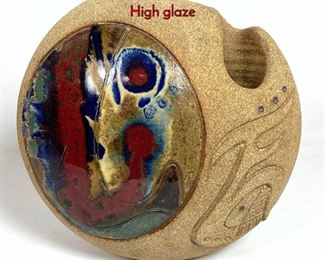 Lot 265 Biomorphic Stoneware Vase. Studio Pottery. High glaze