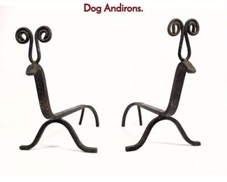 Lot 269 Small Pair of Samuel Yellin style Fire Dog Andirons.