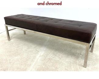 Lot 280 Style of Florence Knoll, distressed leather and chromed