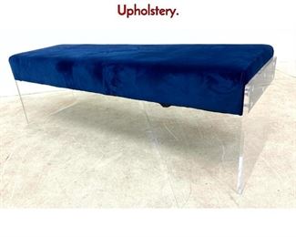 Lot 281 Contemporary Acrylic Lucite Bench. Blue Upholstery.