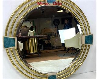 Lot 286 Lg Turquoise Marble Brass Decorator Wall Mirror. Dela