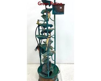 Lot 292 Tall Modernist Copper Water Fountain with Green Patina.