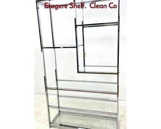 Lot 294 MILO BAUGHMAN Chrome and Glass Etagere Shelf. Clean Co