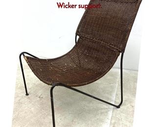 Lot 317 Hairpin Iron Lounge Chair with Woven Wicker support.