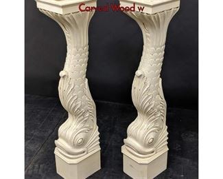 Lot 326 Pr Figural Dolphin Wall Mounted Brackets. Carved Wood w