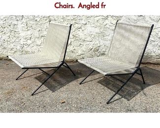 Lot 327 Pair ALAN GOULD Iron and Rope Lounge Chairs. Angled fr