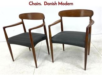 Lot 335 Pair JOHANNES ANDERSEN Teak Arm Chairs. Danish Modern