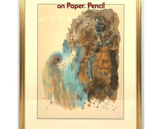 Lot 341 Signed REUVEN RUBIN Judaica Lithograph on Paper. Pencil
