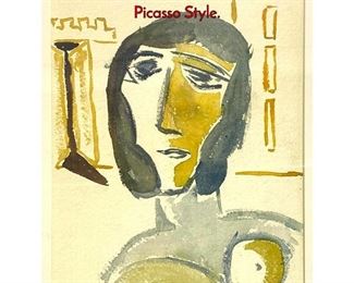 Lot 343 C MONTGOMERY Watercolor Painting in Picasso Style.