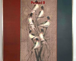 Lot 349 Modernist Oil Painting on Panel of Bluebirds. Perched B