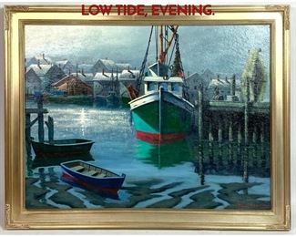 Lot 357 BEN PAULEKAS Oil Painting on Board. LOW TIDE, EVENING.