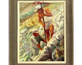 Lot 359 LUBA GURDUS Oil Painting on Canvas of Workers.
