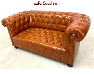 Lot 364 Chesterfield Style Faux Leather Loveseat sofa Couch wit