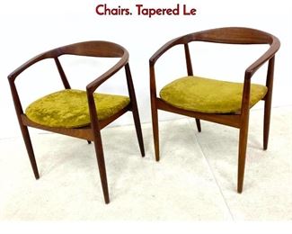 Lot 370 Pair Danish Modern Teak Bow Back Arm Chairs. Tapered Le
