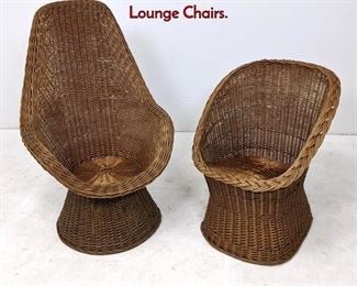 Lot 375 2pc Modernist Wicker His and Hers Lounge Chairs.