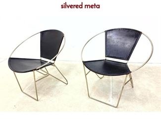 Lot 378 Pair of Papasan lounge chairs by Artisan, silvered meta