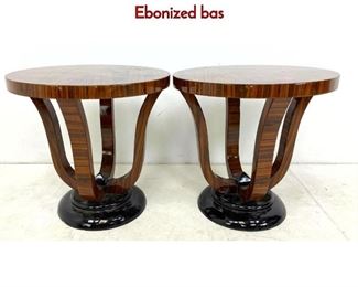 Lot 388 Pair Art Deco Style Tabouret Side Tables. Ebonized bas
